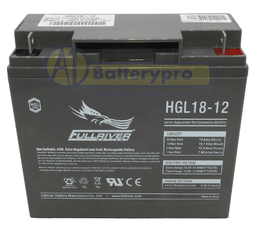 Picture of HGL18-12 - 12VOLT 18AH PREMIUM FULLRIVER SLA AGM BATTERY - RHP