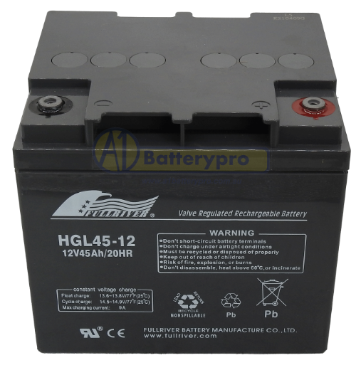 Picture of HGL45-12 - 12VOLT 45AH 243CCA PREMIUM FULLRIVER SLA AGM BATTERY - RHP