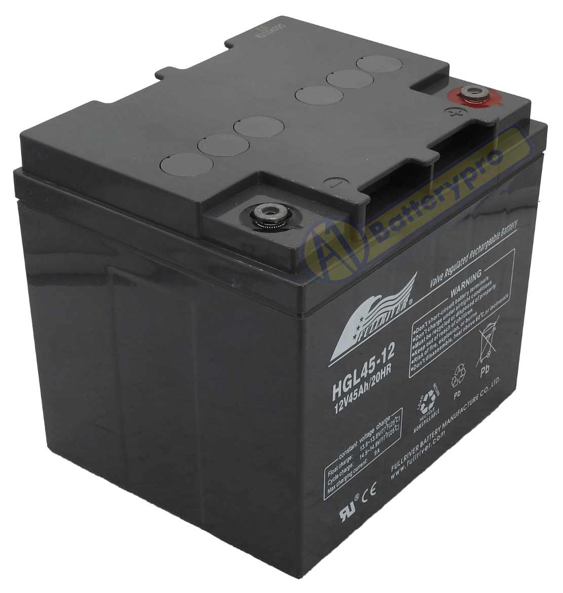 Picture of HGL45-12 - 12VOLT 45AH 243CCA PREMIUM FULLRIVER SLA AGM BATTERY - RHP