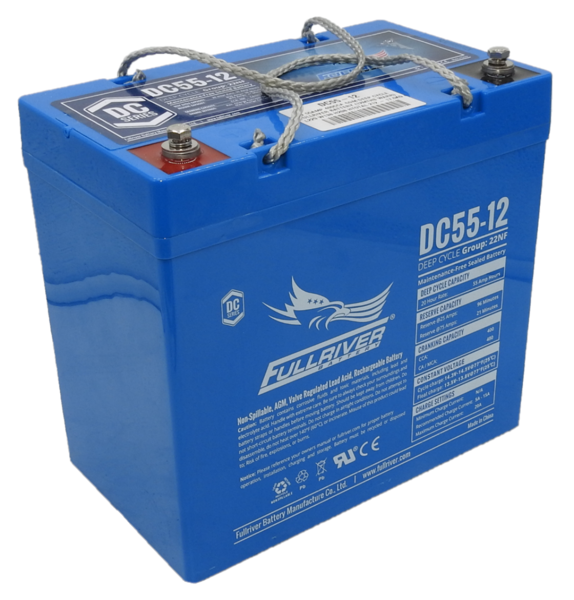 Picture of DC55-12 - 12VOLT 55AH PREMIUM FULLRIVER 400CCA AGM DEEP CYCLE  BATTERY - LHP