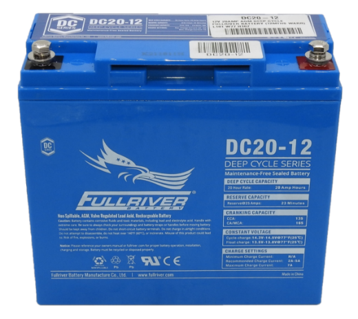 Picture of DC20-12 - 12VOLT 20AH PREMIUM FULLRIVER HOUR AGM DEEP CYCLE BATTERY - RHP