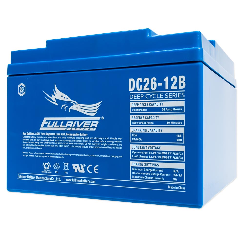 DC26-12B DC26-12B - 12VOLT 26AH PREMIUM FULLRIVER AGM DEEP CYCLE ...