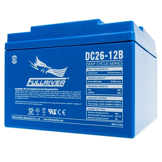 Picture of DC26-12B - 12VOLT 26AH PREMIUM FULLRIVER AGM DEEP CYCLE  BATTERY - RHP