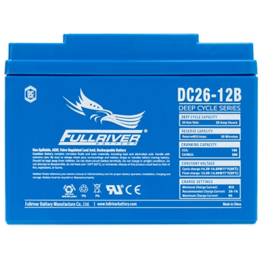 Picture of DC26-12B - 12VOLT 26AH PREMIUM FULLRIVER AGM DEEP CYCLE  BATTERY - RHP