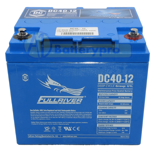 Picture of DC40-12 - 12VOLT 40AH PREMIUM FULLRIVER AGM DEEP CYCLE BATTERY - RHP