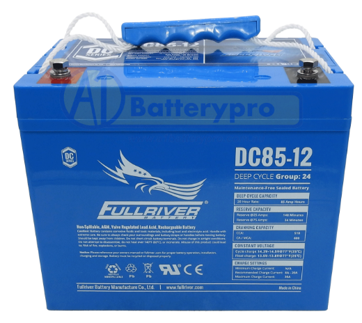 Picture of DC85-12 - 12VOLT 85AH AGM DEEP CYCLE PREMIUM FULLRIVER BATTERY - LHP