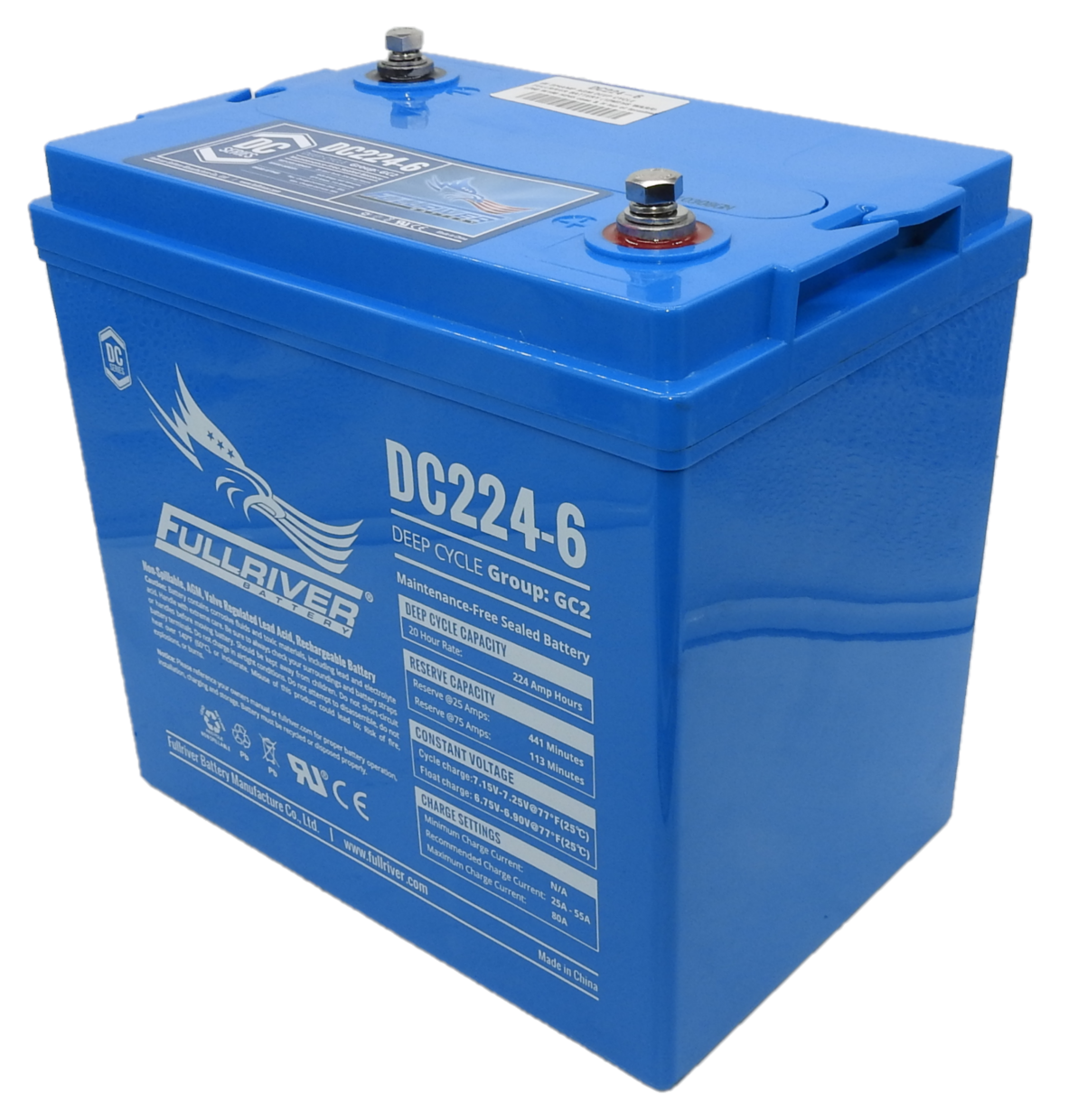 DC224-6 DC224-6 - 6VOLT 224AH PREMIUM FULL RIVER AGM DEEP CYCLE BATTERY ...