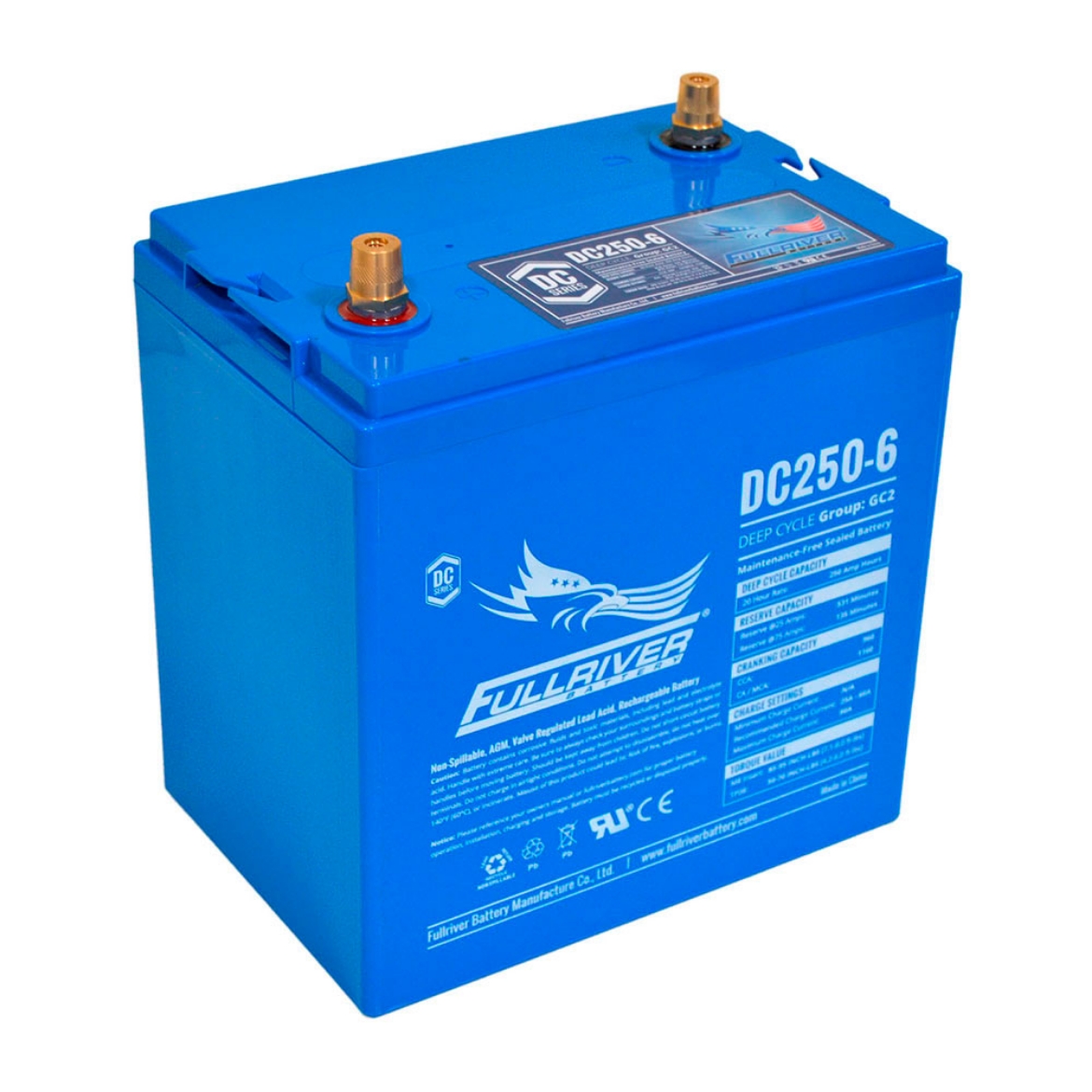 Picture of DC250-6 - 6VOLT 250AH PREMIUM FULLRIVER  AGM DEEP CYCLE  BATTERY - TALL LHP