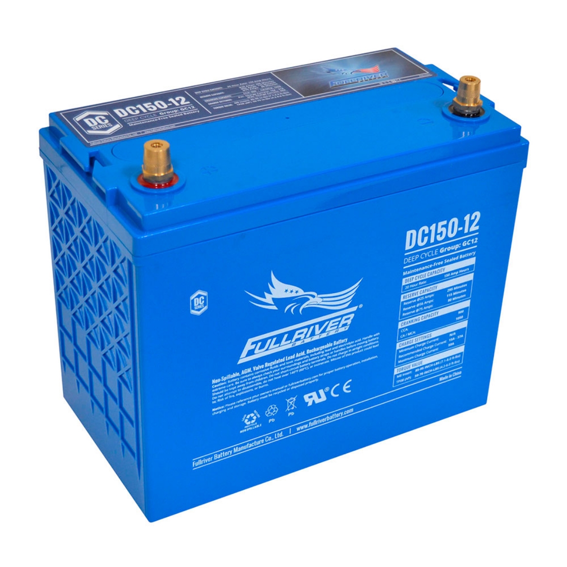 Picture of DC150-12 - 12VOLT 150AH PREMIUM FULLRIVER AGM DEEP CYCLE BATTERY- LHP