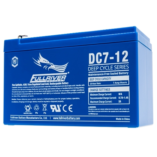 Picture of DC7-12 - 12VOLT 7AH PREMIUM FULLRIVER AGM DEEP CYCLE BATTERY - F1 TERMINALS