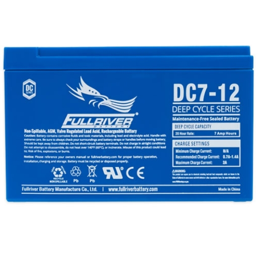 Picture of DC7-12 - 12VOLT 7AH PREMIUM FULLRIVER AGM DEEP CYCLE BATTERY - F1 TERMINALS