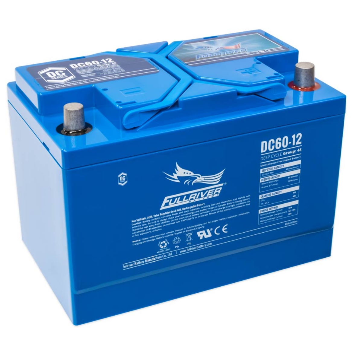 Picture of DC60-12 - 12VOLT 60AH PREMIUM FULLRIVER AGM DEEP CYCLE  BATTERY - RHP