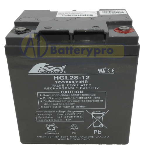 Picture of HGL28-12 - 12VOLT 28AH 147CCA PREMIUM FULLRIVER SLA AGM BATTERY - RHP