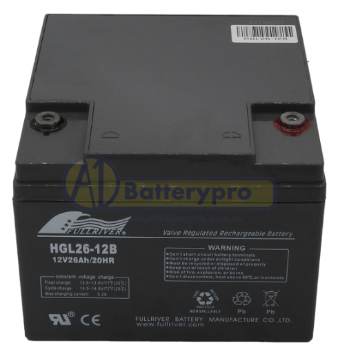 Picture of HGL26-12B - 12VOLT 26AH 151CCA PREMIUM FULLRIVER SLA AGM BATTERY - RHP