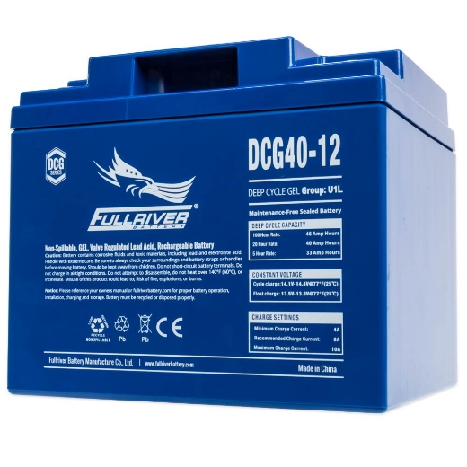 Picture of DCG40-12 - 12VOLT 40AH PREMIUM FULLRIVER GEL DEEP CYCLE BATTERY - RHP