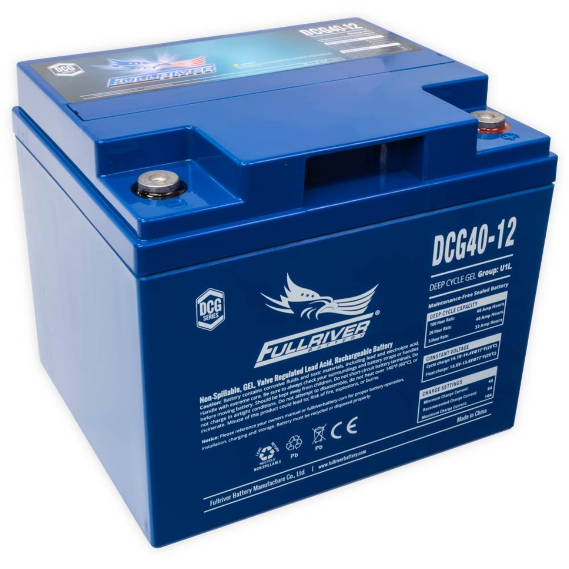 Picture of DCG40-12 - 12VOLT 40AH PREMIUM FULLRIVER GEL DEEP CYCLE BATTERY - RHP
