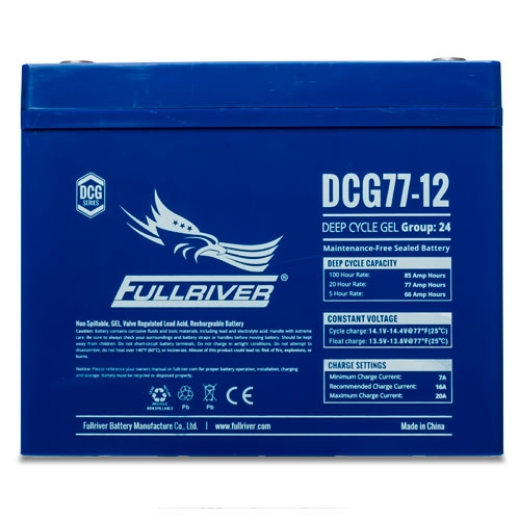 Picture of DCG77-12 - 12VOLT 77AH PREMIUM FULLRIVER GEL DEEP CYCLE BATTERY - LHP