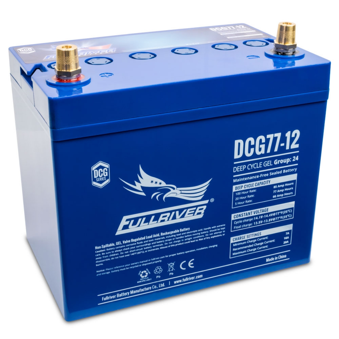Picture of DCG77-12 - 12VOLT 77AH PREMIUM FULLRIVER GEL DEEP CYCLE BATTERY - LHP