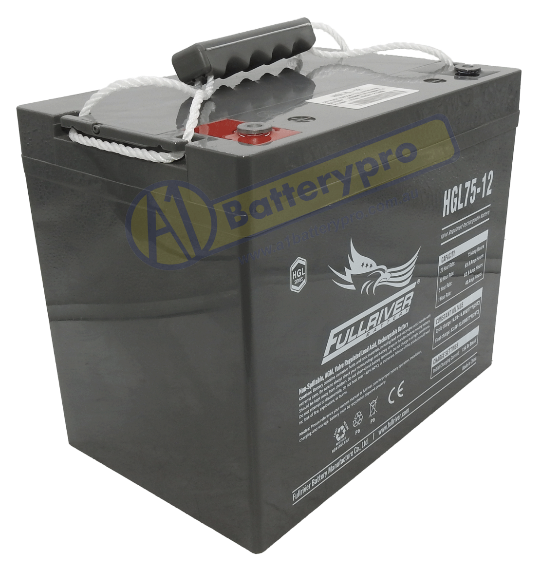 Picture of HGL75-12 - 12VOLT 75AH 450CCA FULLRIVER AGM BATTERY - ACTIVFIRE/CSIRO APPROVED