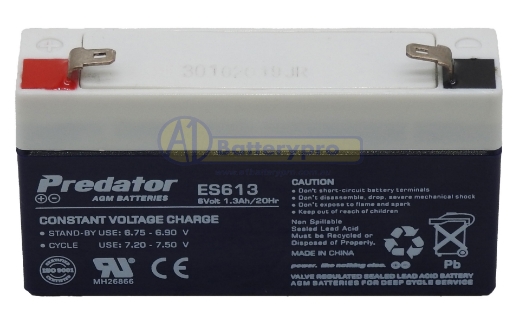 Picture of ES613 - 6VOLT 1.3AH PREDATOR SEALED LEAD ACID BATTERY