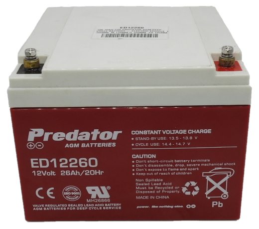 Picture of ED12260 - 12VOLT 26AH C20 PREDATOR AGM DEEP CYCLE BATTERY - ELECTRIC VEHICLE