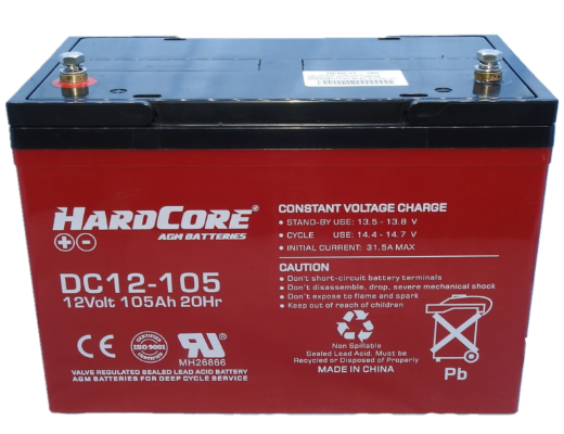 Picture of DC12-105 - 12VOLT 105AH AGM DEEP CYCLE HARDCORE BATTERY - LHP