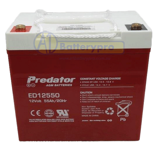 ED12550 ED12550 - 12VOLT 55AH C20 PREDATOR AGM DEEP CYCLE BATTERY ...