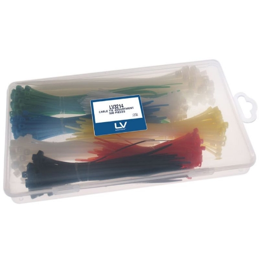 Picture of LV AUTOMOTIVE CABLE TIE PACK - 500 ASSORTED SIZES AND COLOURS