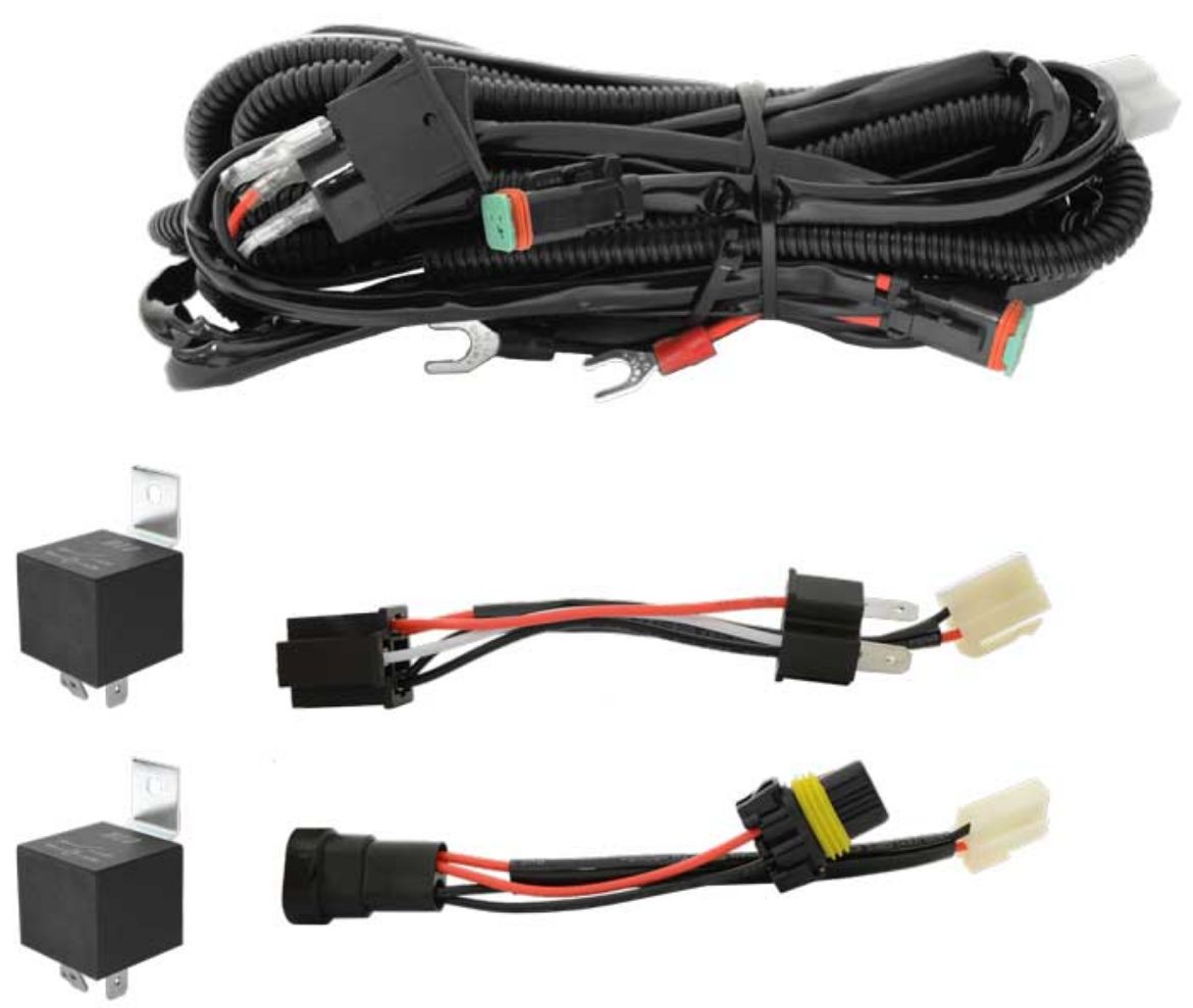 Picture of ZETA01 ZETA WIRING HARNESS KIT SUITS D/LIGHTS OR LIGHT BAR - INCLUDES 12V & 24V RELAYS,12V ONLY SWITCH, H4 AND H7 ADAPTORS