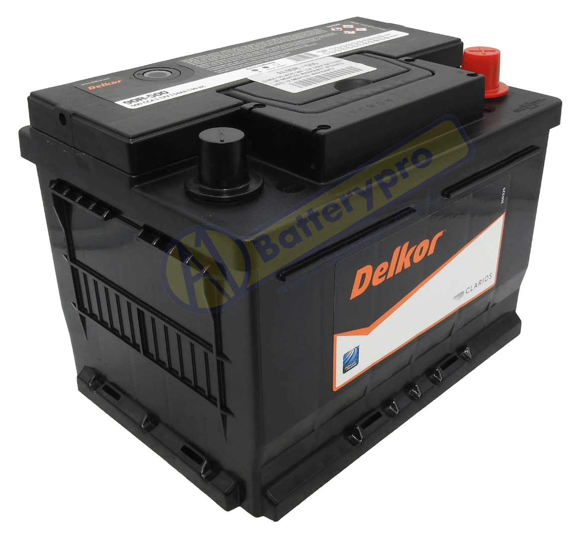 Picture of 90R-500 - 12VOLT 500CCA 54AH DELKOR HEAVY DUTY CALCIUM MAINTENANCE FREE BATTERY - RHP