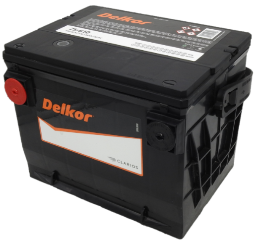 Picture of 75-610 - 12VOLT 610CCA 55AH DELKOR HEAVY DUTY CALCIUM MAINTENANCE FREE BATTERY - LHP
