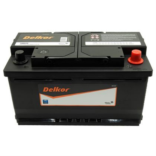 Picture of 58039 - 12VOLT 730CCA 80AH DELKOR HEAVY DUTY CALCIUM MAINTENANCE FREE BATTERY- RHP - DIN77