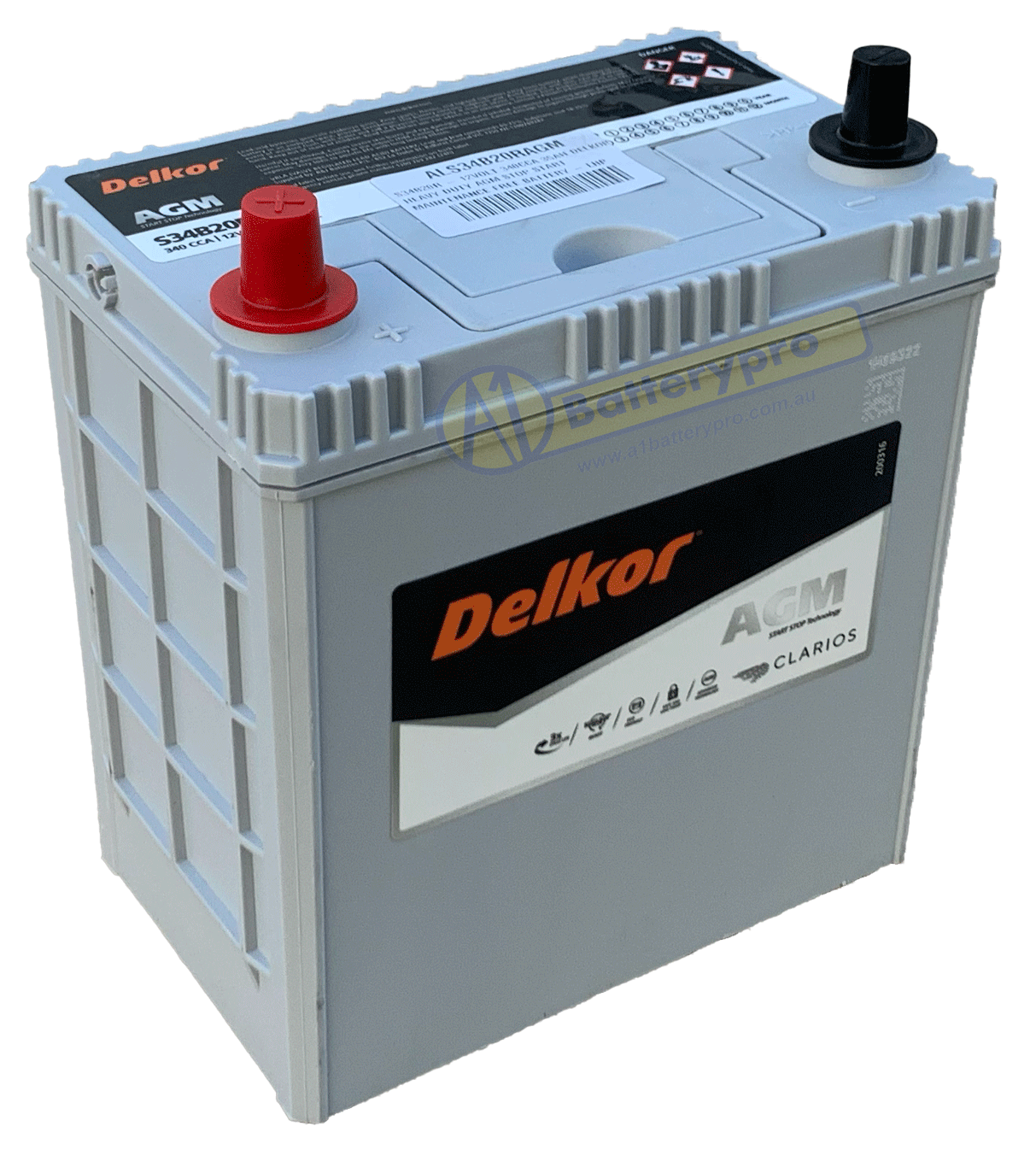 ALS34B20RAGM S34B20R - 12VOLT 340CCA 35AH DELKOR HEAVY DUTY AGM STOP ...