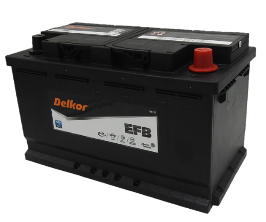 Picture of LN480EFB - 12VOLT 800CCA 80AH DELKOR HEAVY DUTY EFB STOP START TECHNOLOGY MAINTENANCE FREE BATTERY - RHP (DIN77H)
