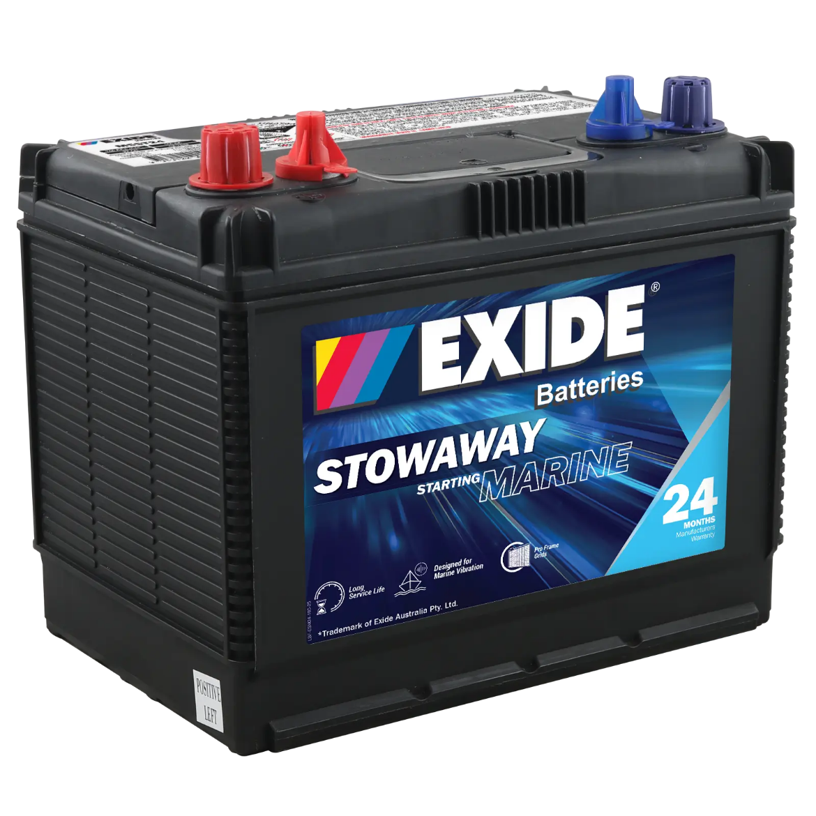 Picture of MSST24 - 12VOLT 700CCA 80AH EXIDE MARINE STARTING MAINTENANCE FREE BATTERY - LHP (MS600)