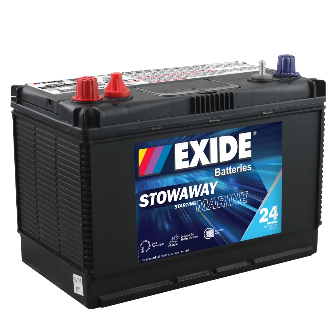 Picture of MSST27 - 12VOLT 750CCA 90AH EXIDE MARINE STARTING MAINTENANCE FREE BATTERY - LHP (MS700)