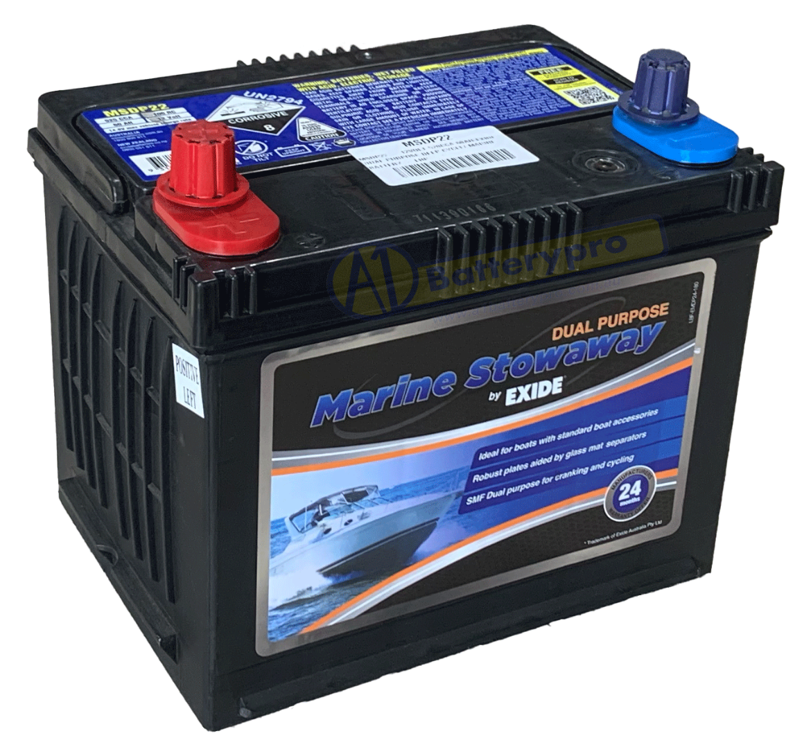 Picture of MSDP22 - 12VOLT 520CCA 60AH EXIDE DUAL PURPOSE DEEP CYCLE/ MARINE BATTERY - LHP