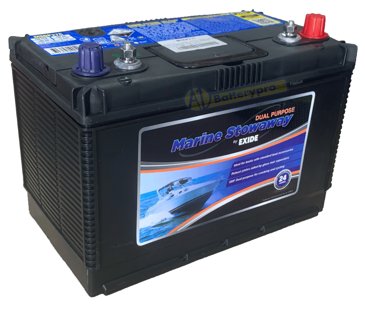 Picture of MSDP27C - 12VOLT 750CCA 105AH EXIDE DUAL PURPOSE DEEP CYCLE/MARINE BATTERY RHP - (MSDP27L)