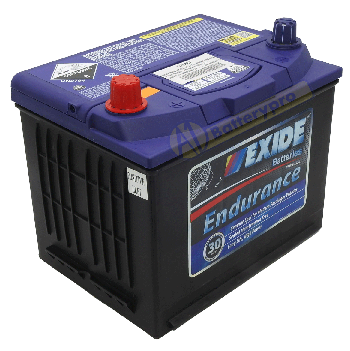 Picture of 52DMF - 12VOLT 580CCA 60AH EXIDE SEALED MAINTENANCE FREE BATTERY- LHP (N50P/N50/NS50P)