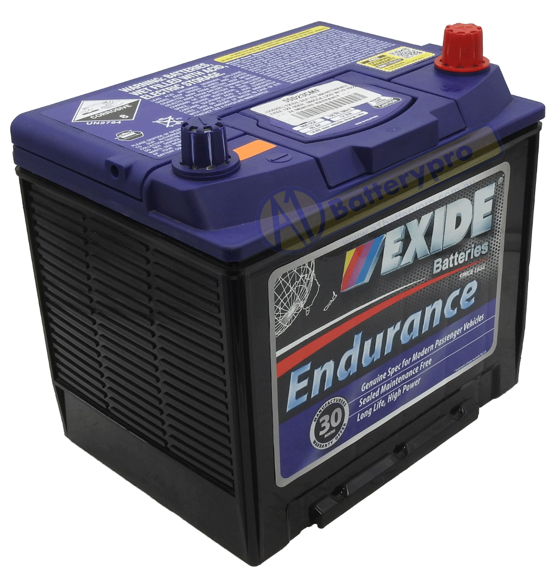 Picture of 55D23CMF - 12VOLT 600CCA 60AH EXIDE SEALED MAINTENANCE FREE BATTERY - RHP