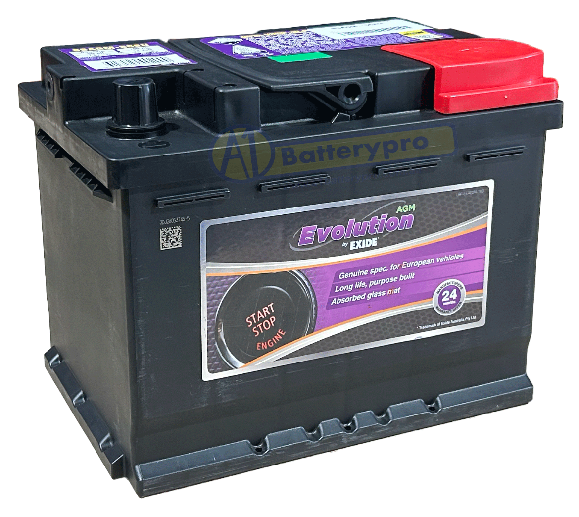 Picture of DIN55H - 12VOLT 680CCA 60AH EXIDE AGM STOP START TECHNOLOGY BATTERY - RHP