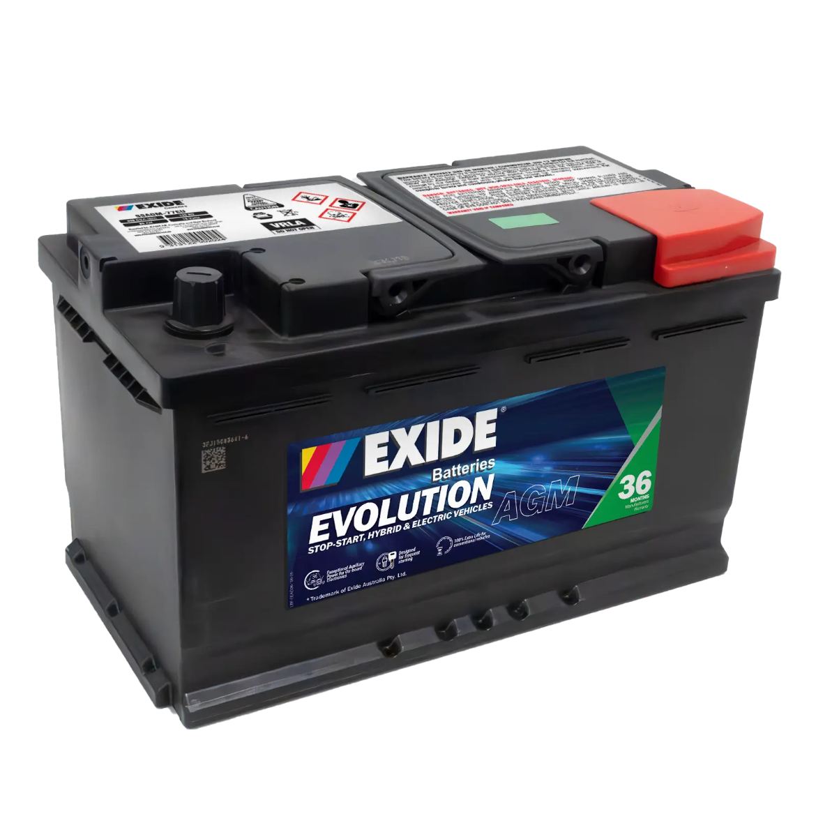 Picture of DIN77H - 12VOLT 800CCA EXIDE AGM STOP START TECHNOLOGY BATTERY - RHP