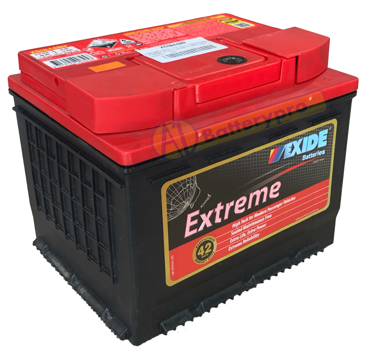 Picture of (DIN44MF) DIN44 12V 50AH 510CCA EXIDE EXTREME SEALED MAINTENANCE FREE BATTERY - RHP
