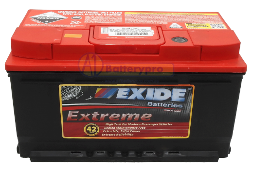 Picture of DIN77MF - 12VOLT 800CCA 90AH EXIDE EXTREME MAINTENANCE FREE BATTERY - RHP