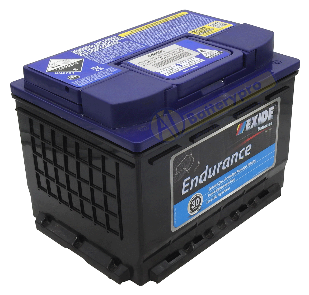 Picture of DIN55MF - 12VOLT 550CCA 55AH EXIDE SEALED MAINTENANCE FREE BATTERY - RHP (PBDIN55)