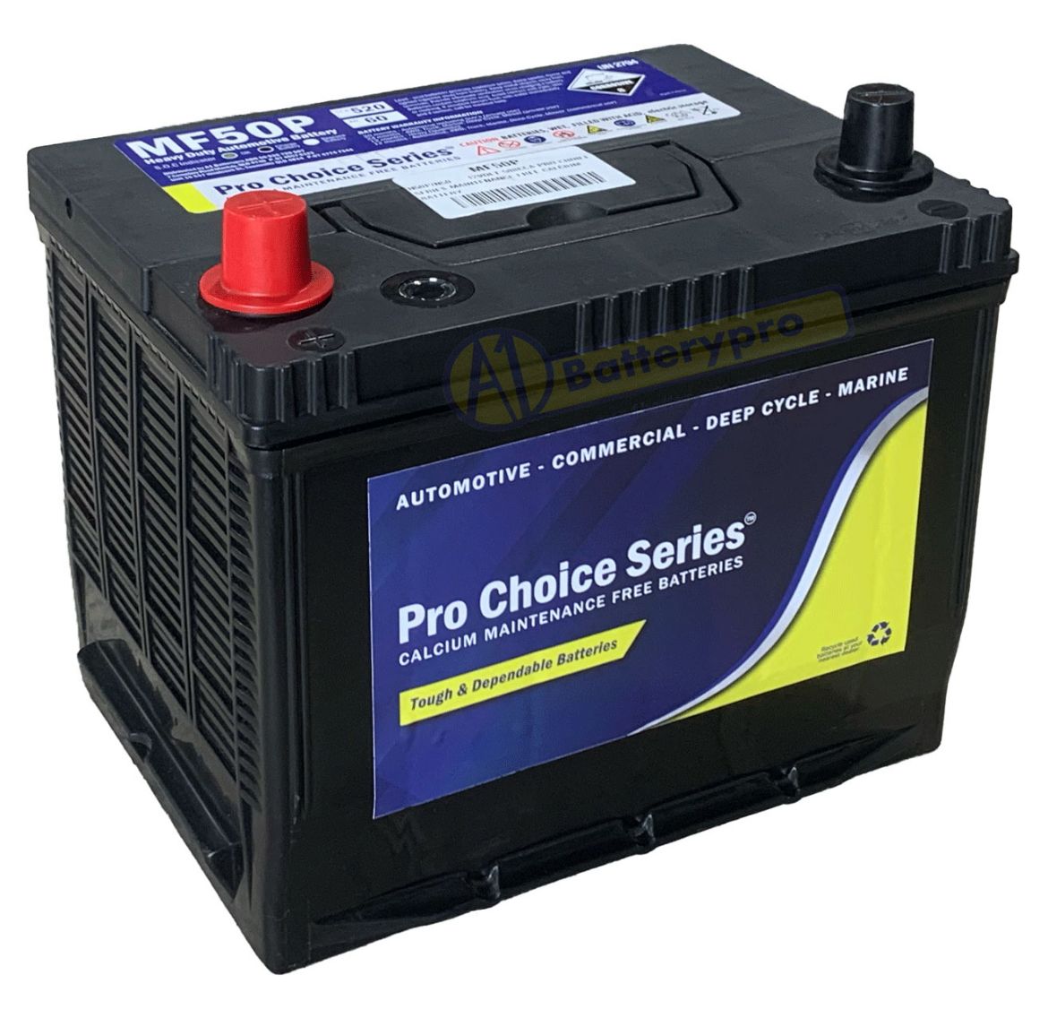 Picture of N50P/N50 - 12VOLT 520CCA PRO CHOICE SERIES MAINTENANCE FREE CALCIUM BATTERY - LHP