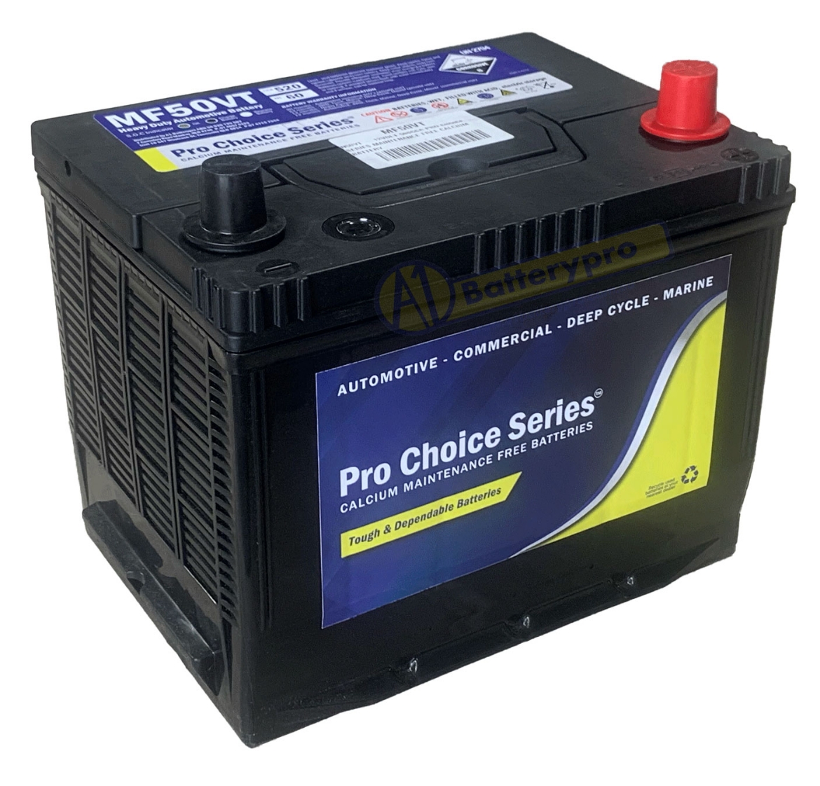 Picture of N50VT - 12VOLT 520CCA PRO CHOICE SERIES MAINTENANCE FREE CALCIUM BATTERY - RHP