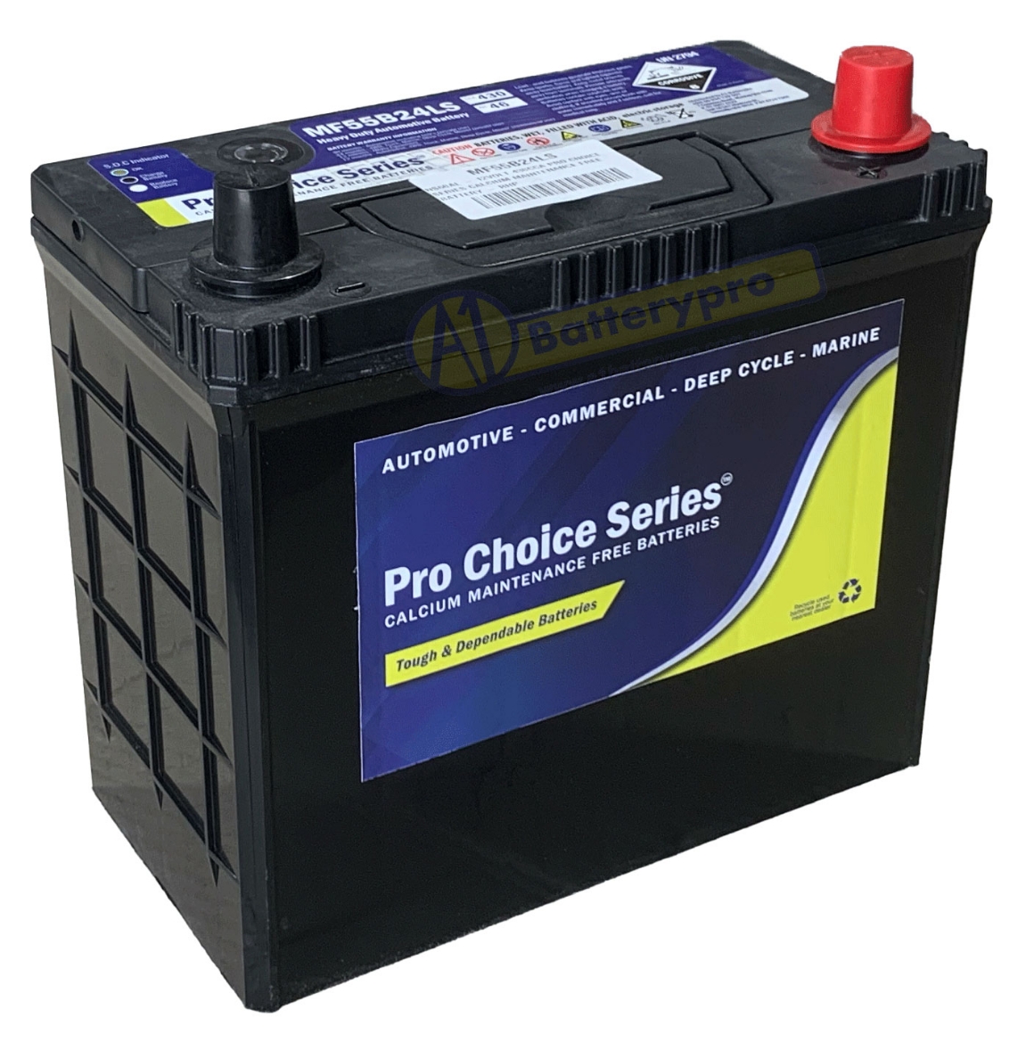 Picture of NS60AL - 12VOLT 430CCA PRO CHOICE SERIES CALCIUM MAINTENANCE FREE BATTERY - RHP