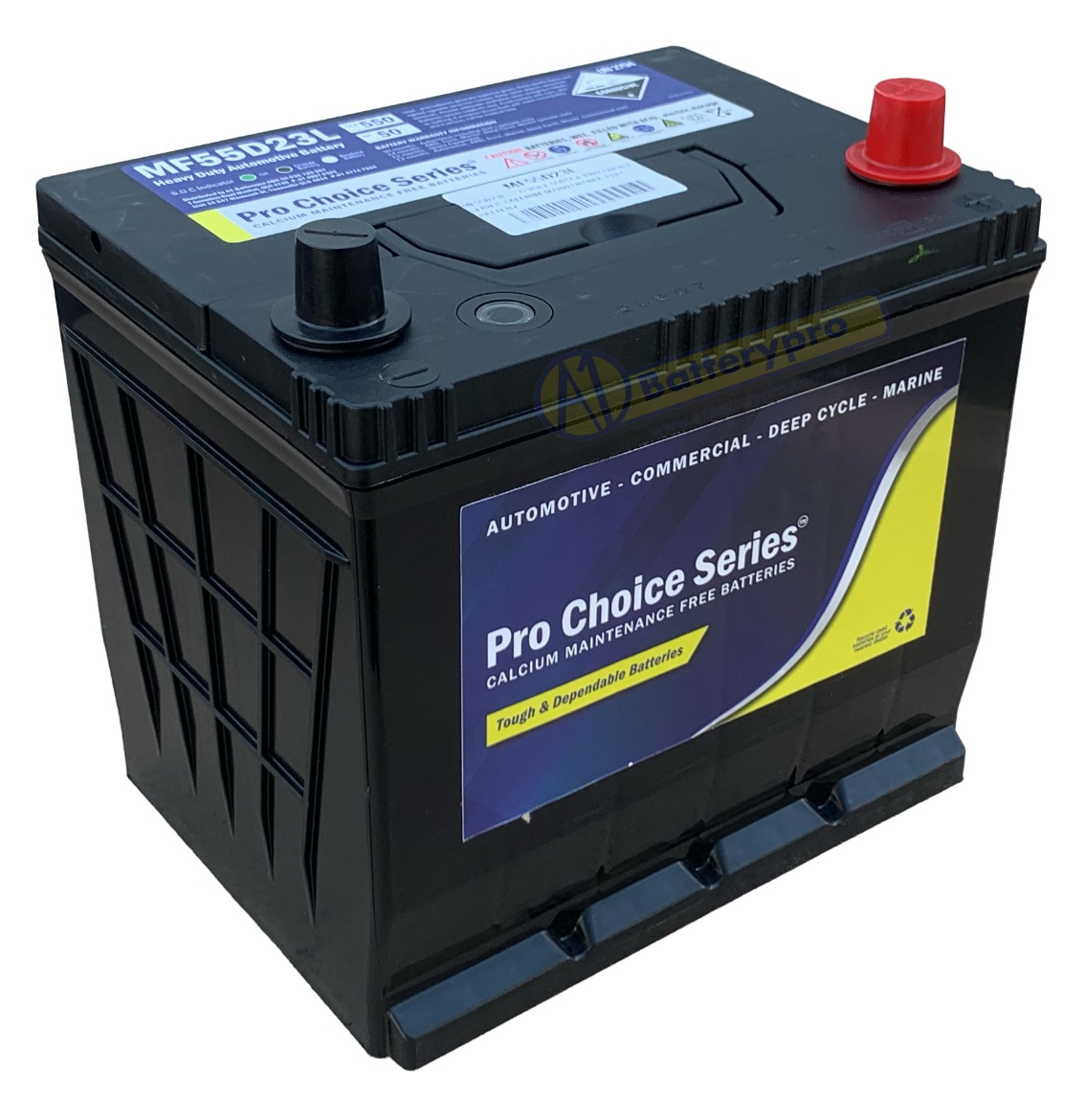 Picture of MF55D23L- 12VOLT 550CCA PRO CHOICE SERIES CALCIUM MAINTENANCE FREE BATTERY - RHP
