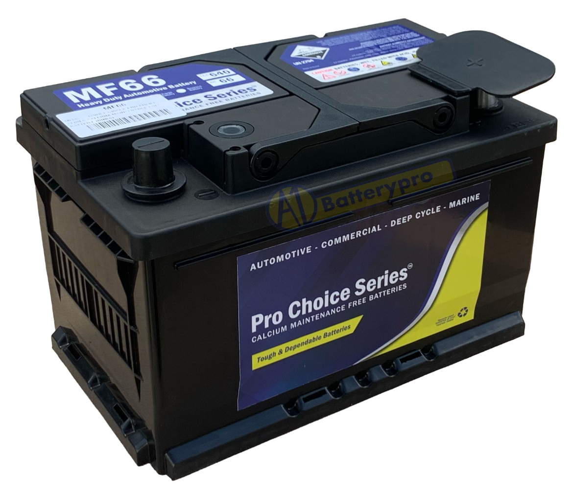Picture of MF66 - 12VOLT 640CCA PRO CHOICE SERIES CALCIUM MAINTENANCE FREE BATTERY (DIN66) - RHP